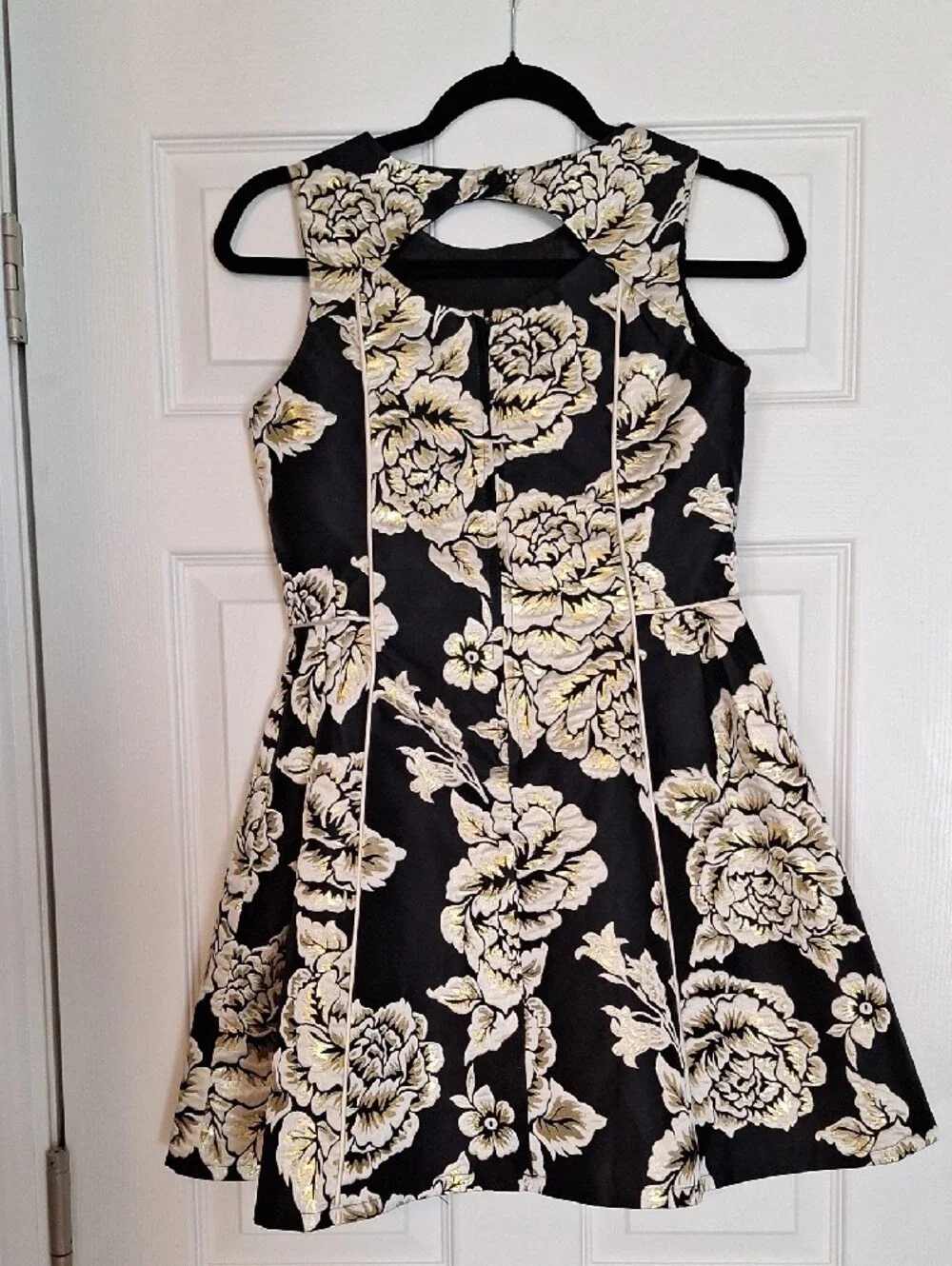 The Children's Place Black Dress with Gold Floral Jacquard